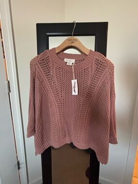 Jessica Simpson Open-Knit Sweater in Dusty Rose